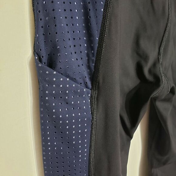 Athleta Womens Tights Small Ultimate Stash Pocket Colorblock Laser Cut 7/8 Blue - Picture 7 of 12